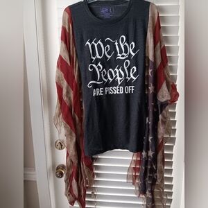 Upcycled We The People Graphic Tshirt/Poncho